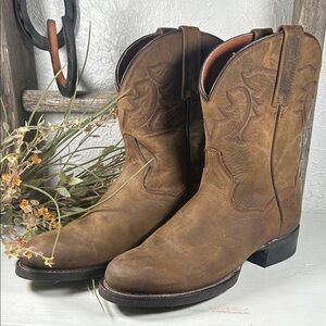 Dan Post Women’s Cowboy Western Leather Heeled Mid Shaft Boots Accent Stitching